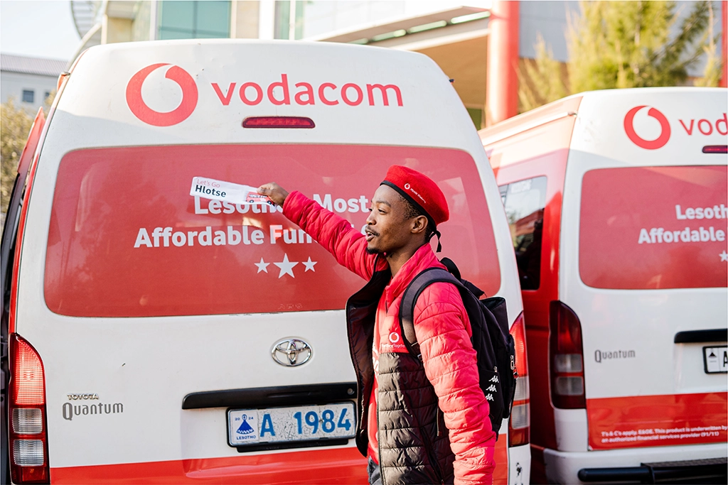 Vodacom staff at the initial Market Storm on 28 July 2023, ready to hit various districts to educate customers on Vodacom Lesotho’s products and services.​