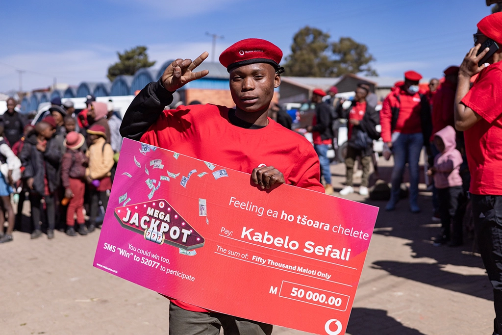 We incorporated the Mega Jackpot campaign into the Market Storm and gave away M50 000 to Kabelo Sefali from Qacha’s Nek!​